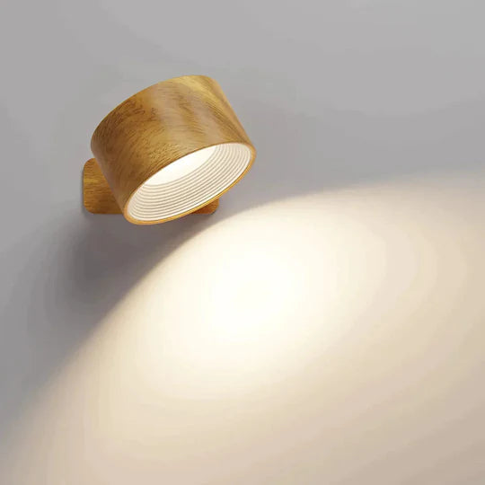Wooden LED Wall Sconce, 360° Rotatable Dimmable ,Magnetic Touch Control, Rechargeable Battery Operated Magnetic Night Light