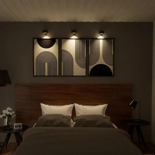 Wooden LED Wall Sconce, 360° Rotatable Dimmable ,Magnetic Touch Control, Rechargeable Battery Operated Magnetic Night Light